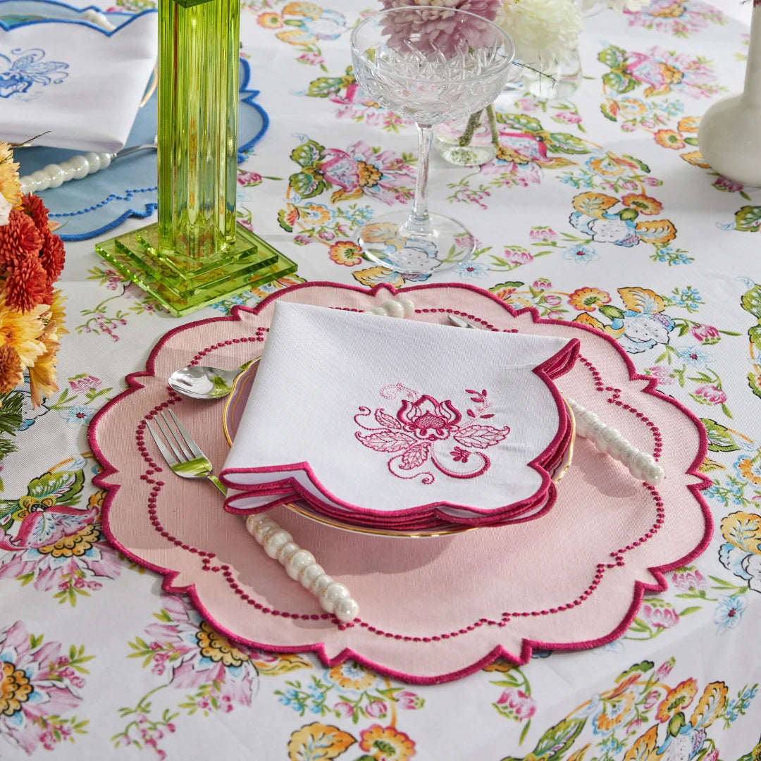 MIXED-COLOR BLOOM NAPKINS PINK (SET OF 4)