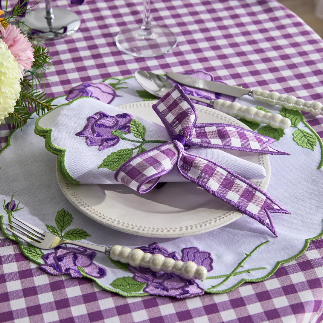 STRIPED NAPKIN RING PURPLE (SET OF 4)