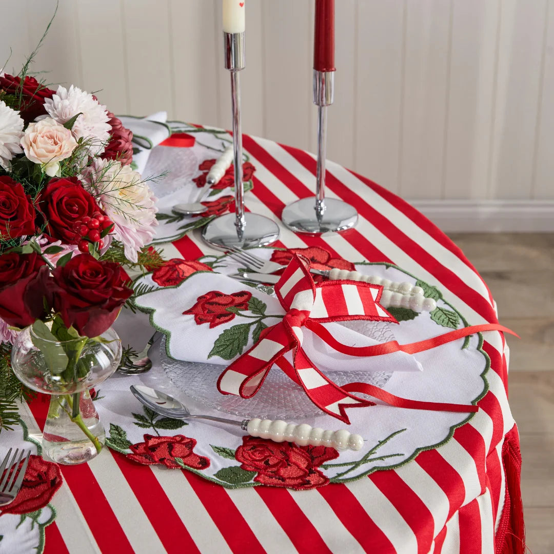 STRIPED NAPKIN RING RED (SET OF 4)