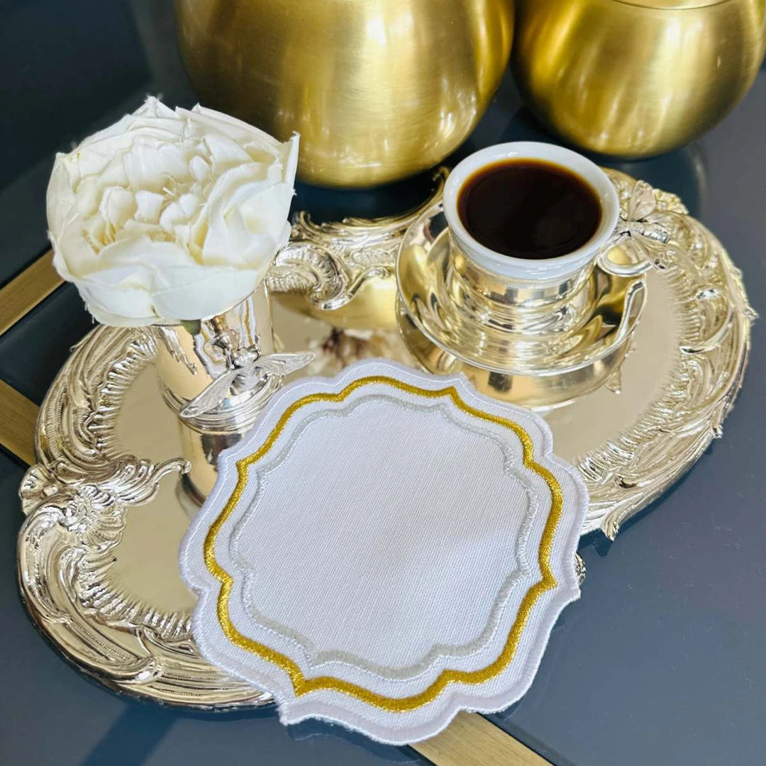 TRIPLE ROW COCKTAIL NAPKINS GOLD SILVER (SET OF 4)
