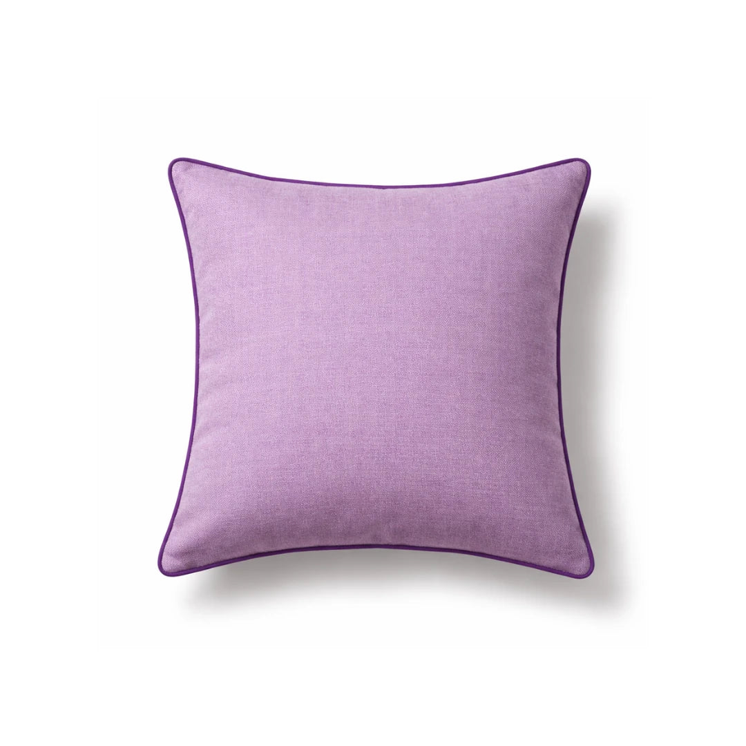 Lilac Cushion Cover with Purple Piping