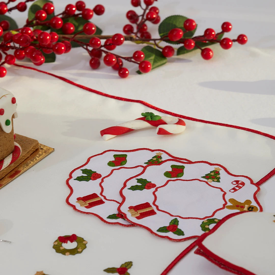 NEW YEAR ORNAMENT PRINT COCKTAIL NAPKINS (SET OF 4)