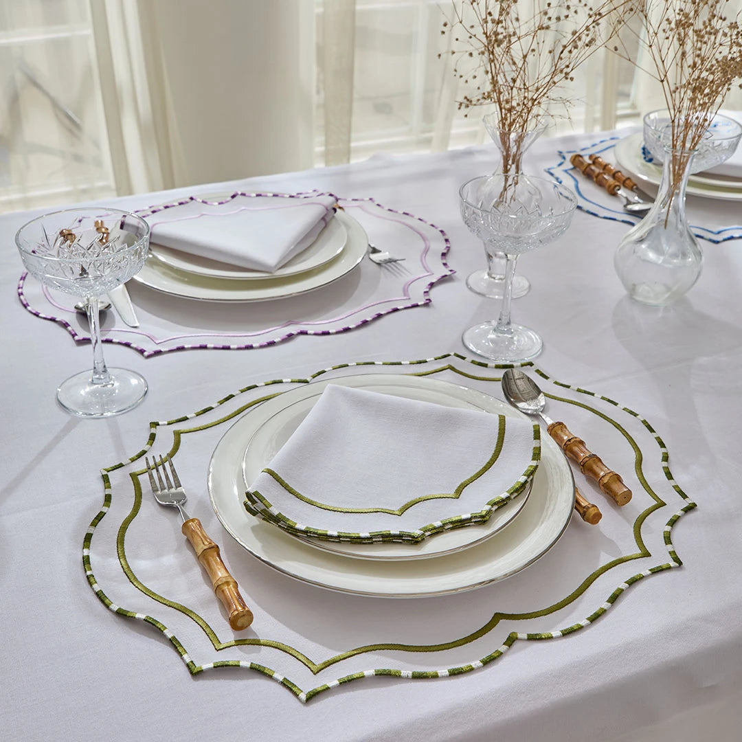 MARBLED NAPKINS GREEN (SET OF 4)