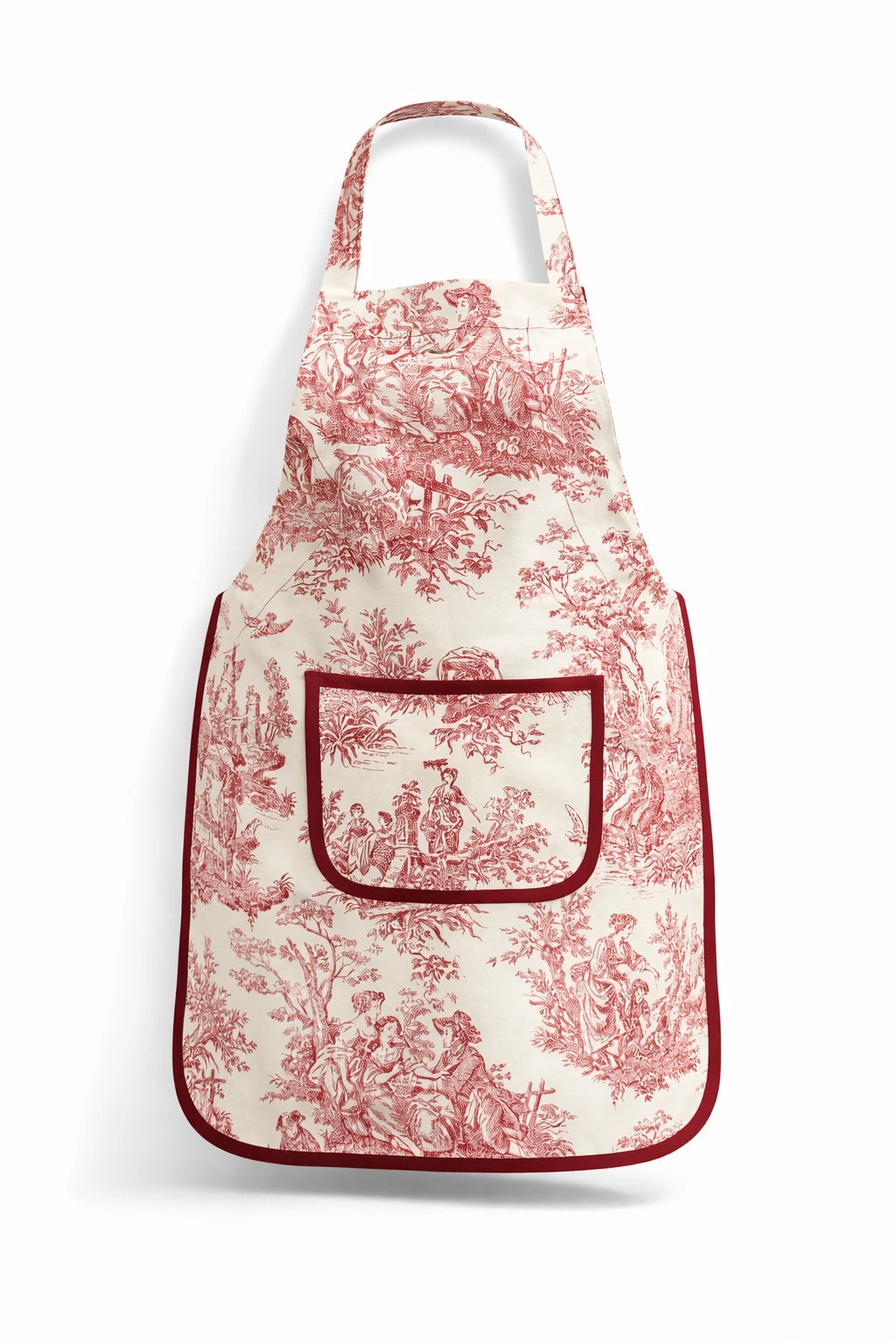 TOILE DE JOUY KITCHEN APRON BURGUNDY