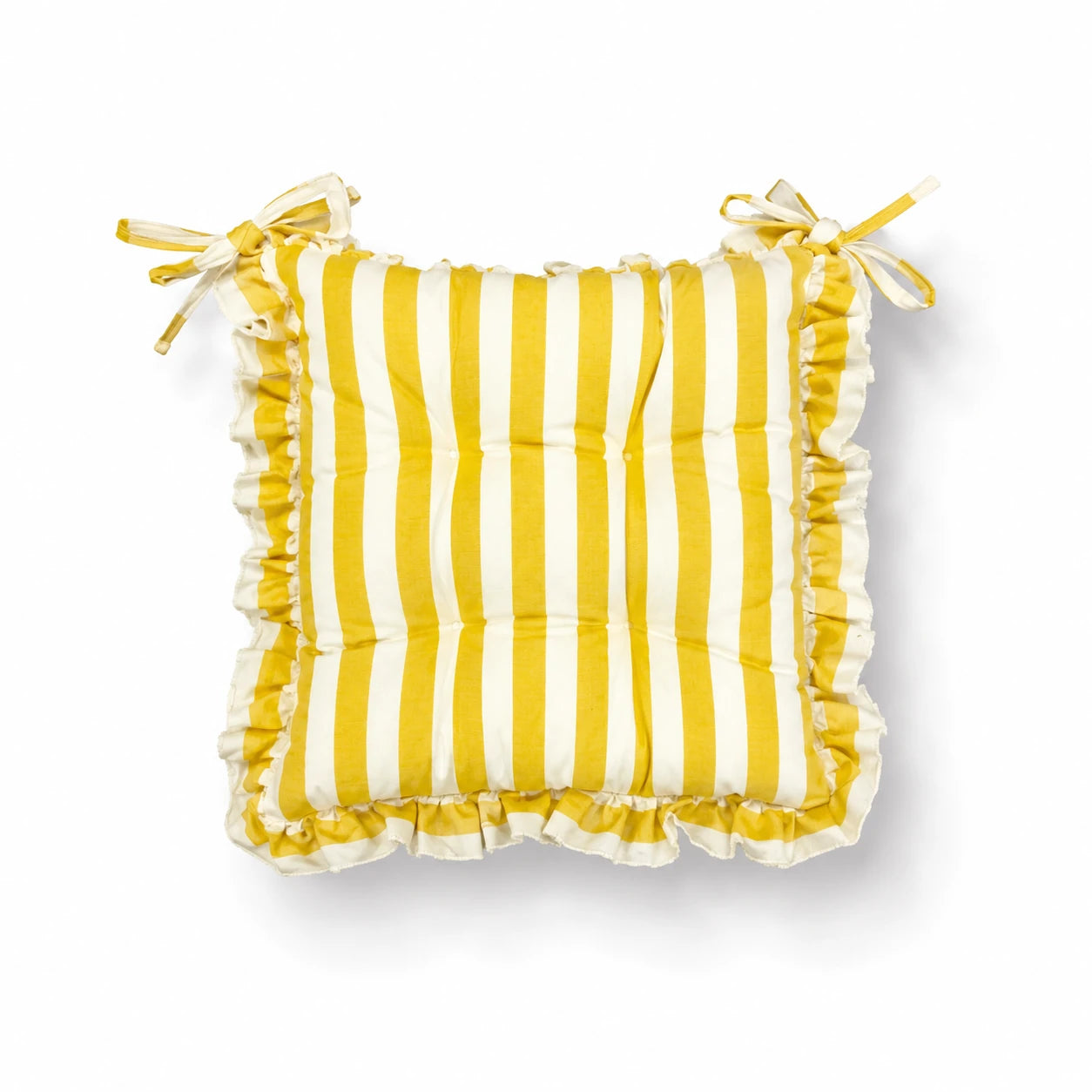 YELLOW STRIPED FILLED CUSHION