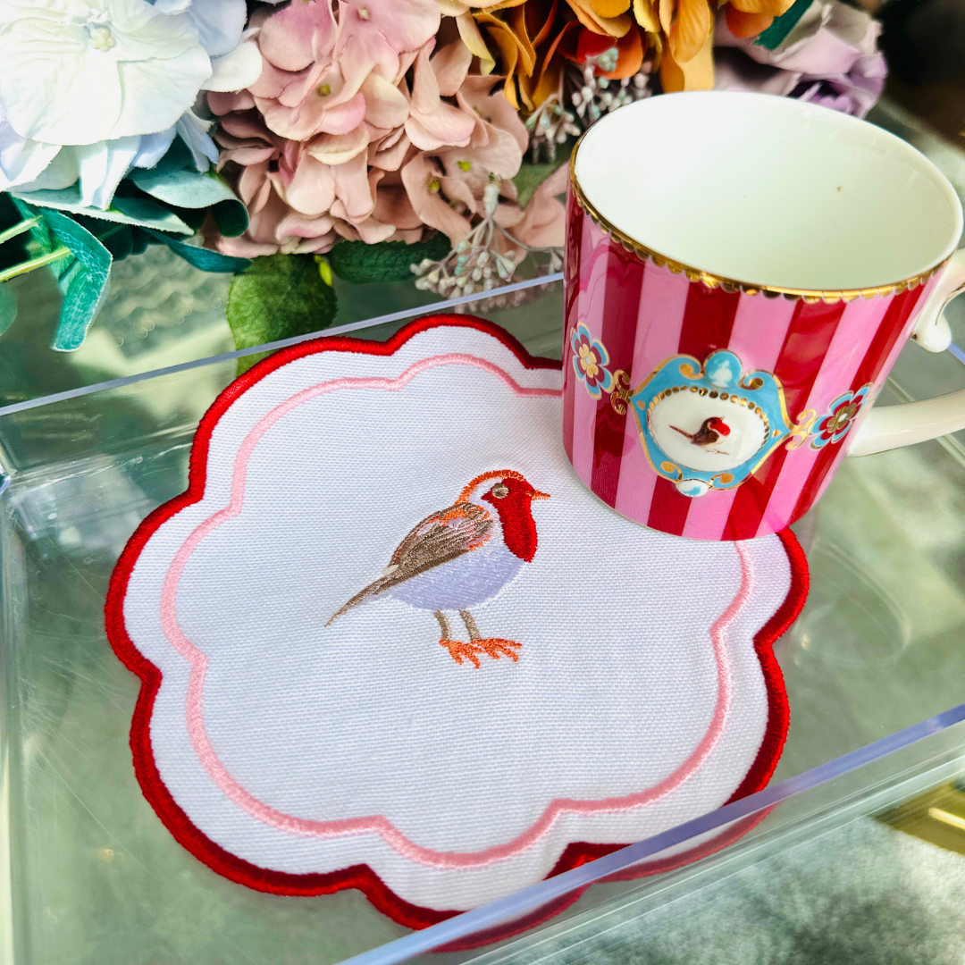 PINK BIRD COCKTAIL NAPKINS (SET OF 4)