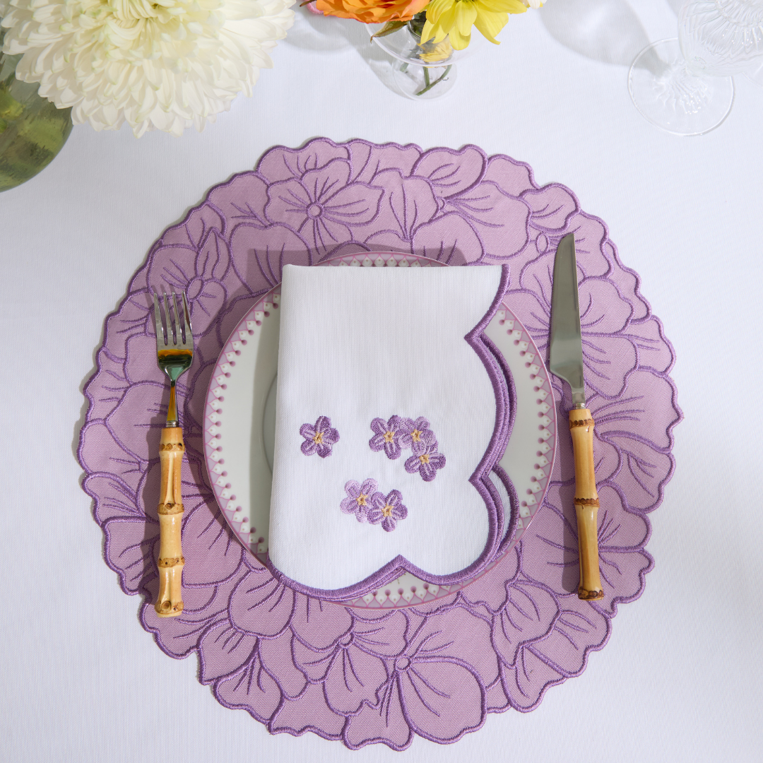 FLORA NAPKINS PURPLE (SET OF 4)