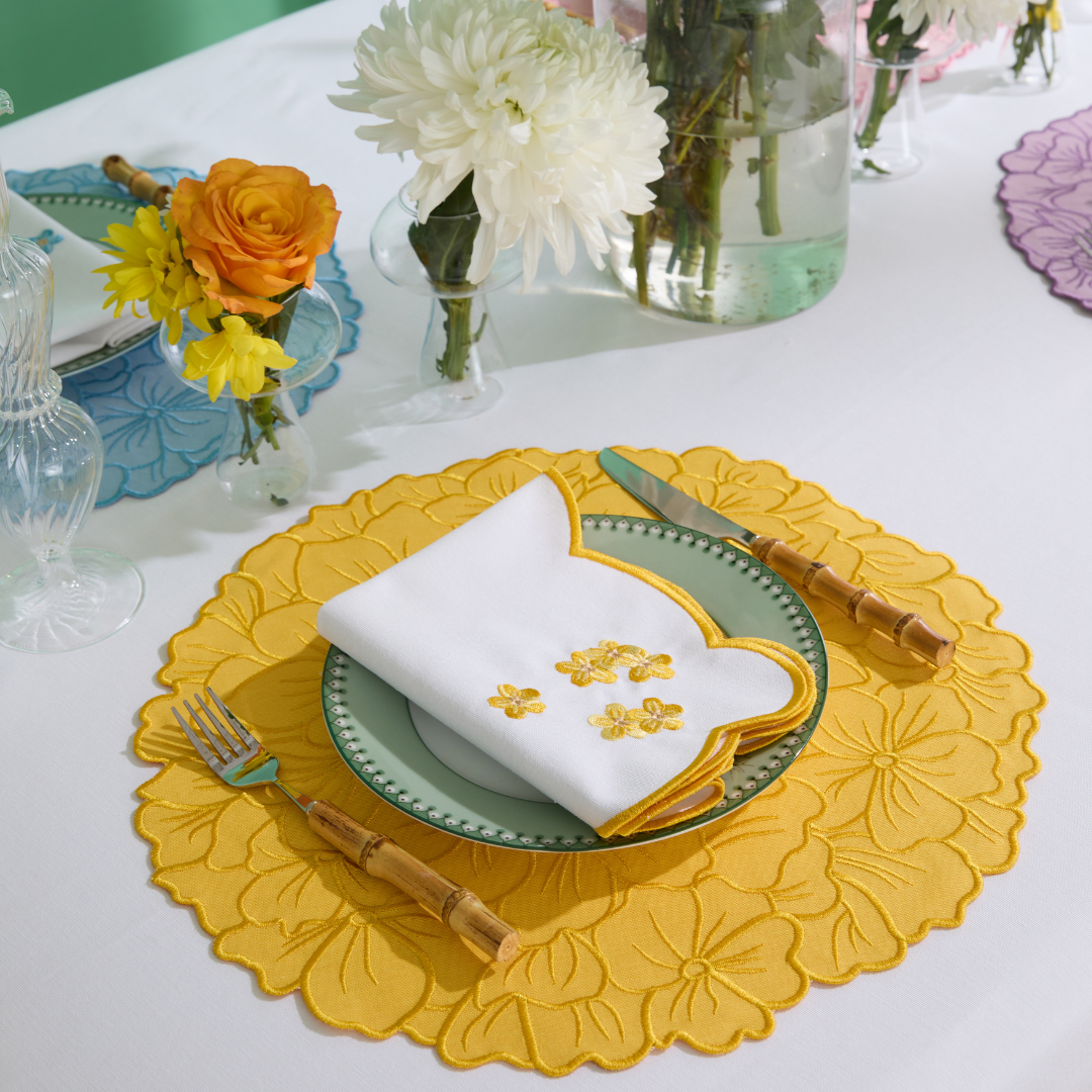 FLORA NAPKINS YELLOW (SET OF 4)