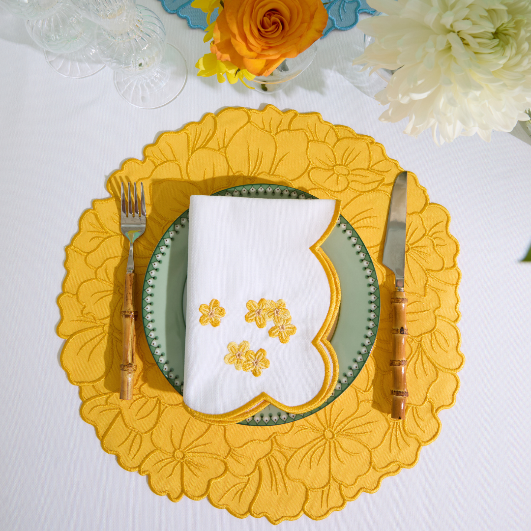 FLORA NAPKINS YELLOW (SET OF 4)