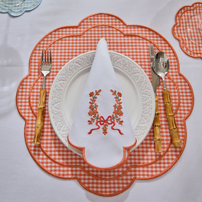 BOW NAPKINS ORANGE (SET OF 4)