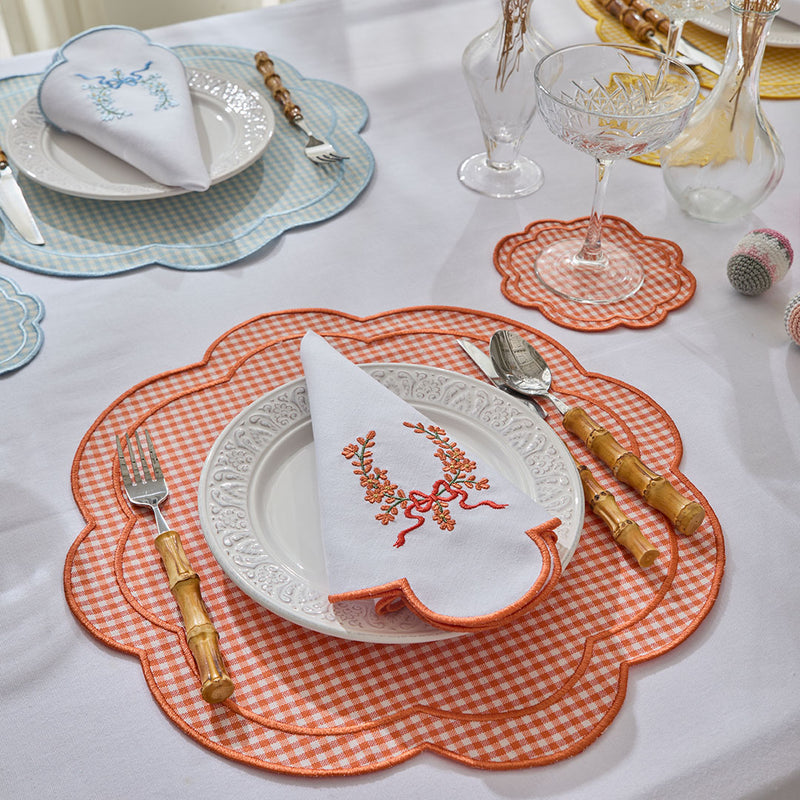 BOW NAPKINS ORANGE (SET OF 4)