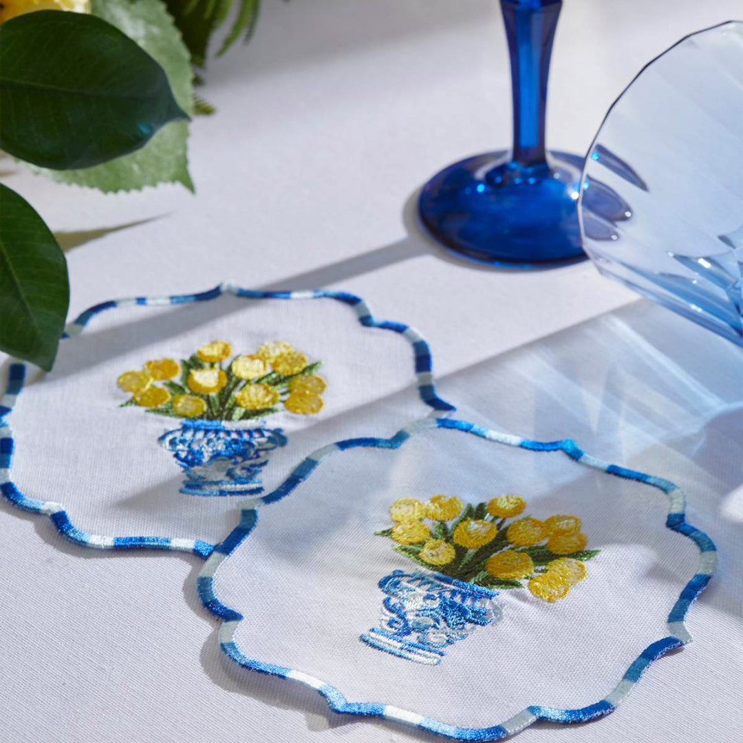 TULIP COCKTAIL NAPKINS YELLOW (SET OF 4)