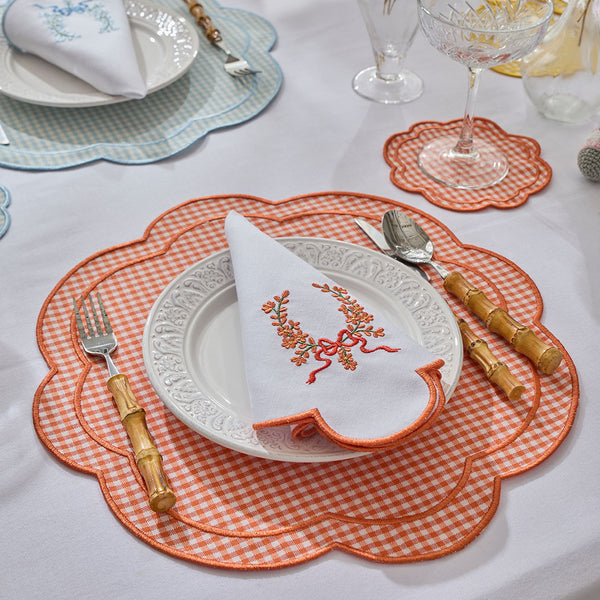 GINGHAM PLACEMATS ORANGE (SET OF 4)