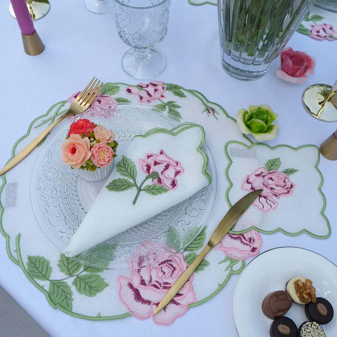 VINTAGE ROSE COCKTAIL NAPKINS (SET OF 4)