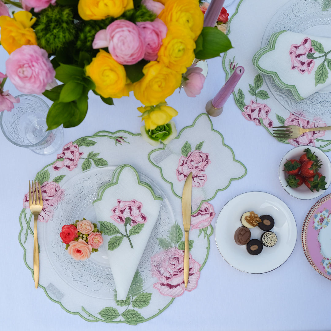 VINTAGE ROSE COCKTAIL NAPKINS (SET OF 4)