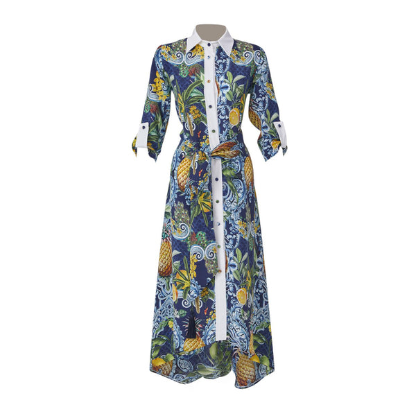 BLUE SICILIA VEGAN SILK DRESS