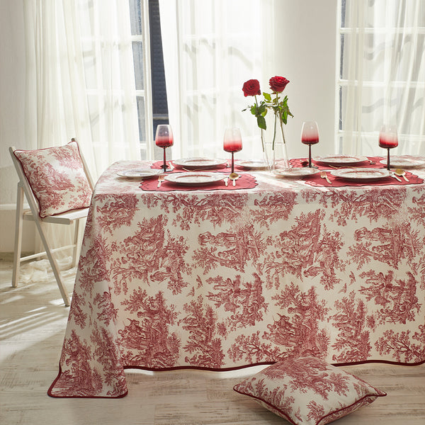 TOILE DE JOUY TABLECLOTH BURGUNDY