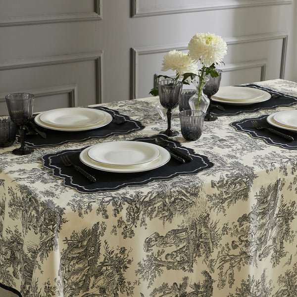 TOILE DE JOUY TABLECLOTH BLACK