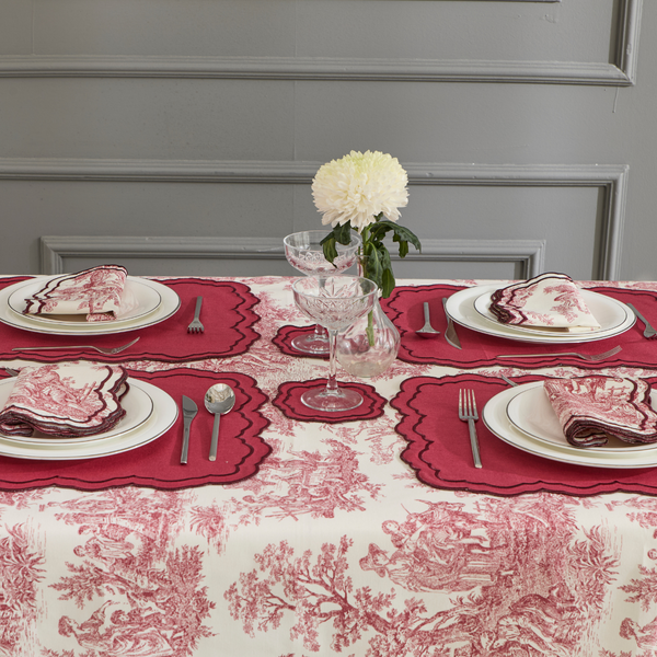 TOILE de JOUY NAPKINS BURQUNDY (SET OF 4)