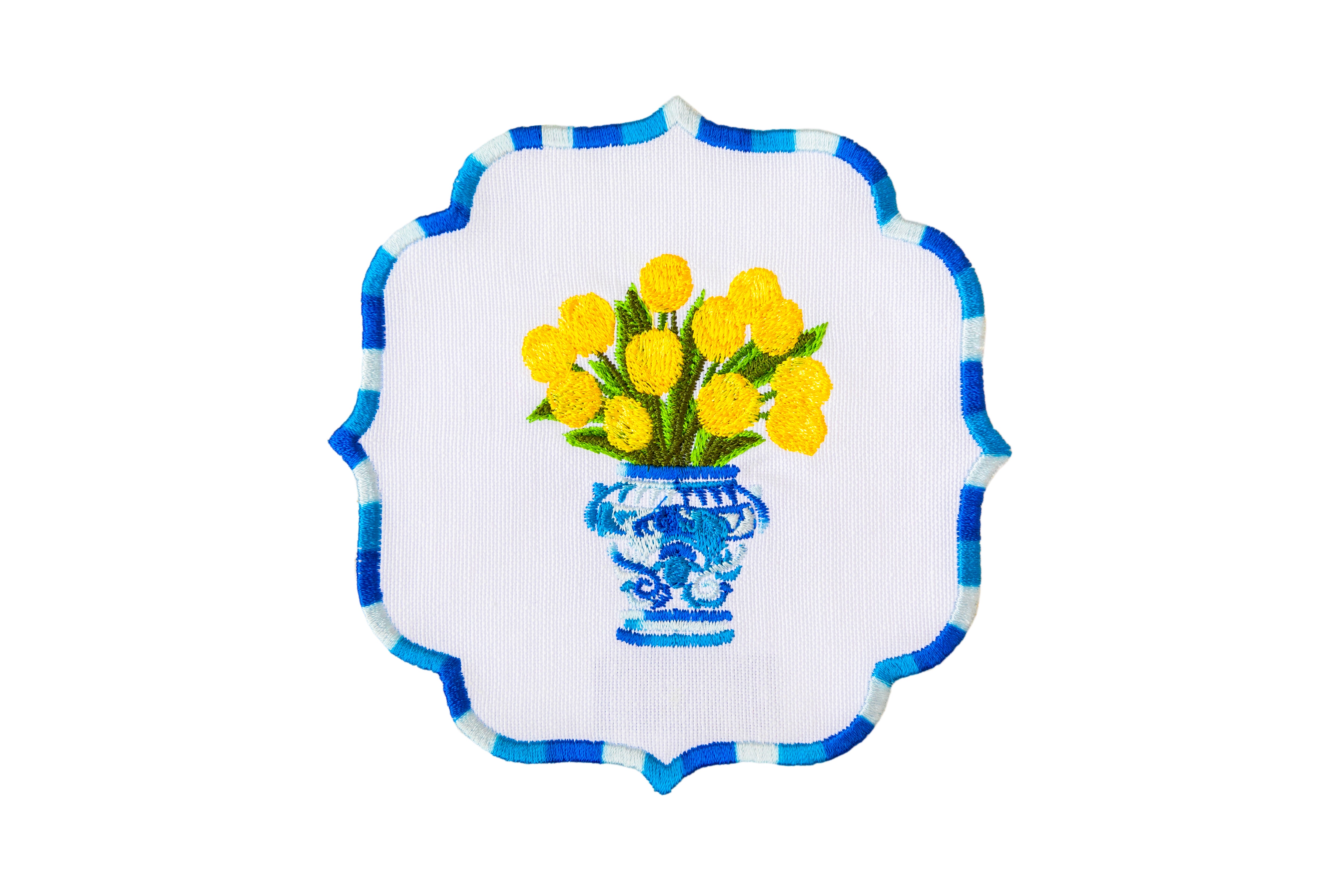 TULIP COCKTAIL NAPKINS YELLOW (SET OF 4)