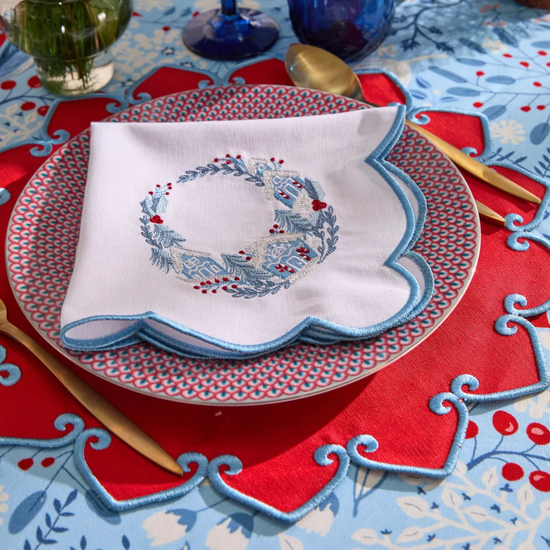 NEW YEAR HOUSE NAPKINS BLUE (SET OF 4)