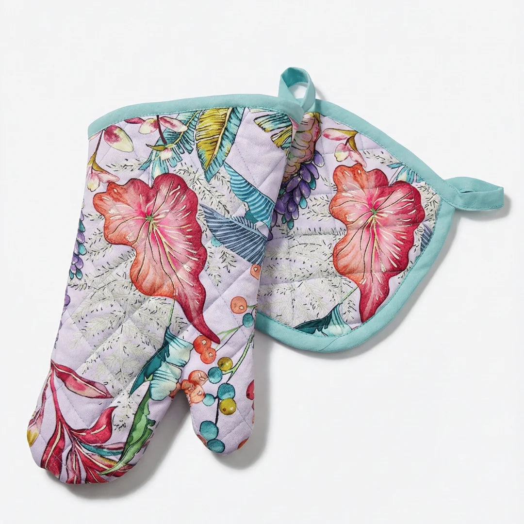 LEAVES OVEN MITT & POT HOLDER SET