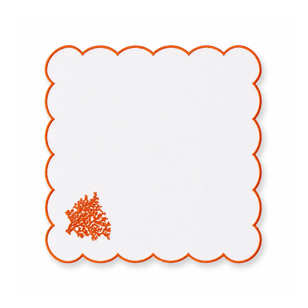 MARINE ORANGE EMBROIDERED DINNER NAPKIN CORAL (SET OF 4)