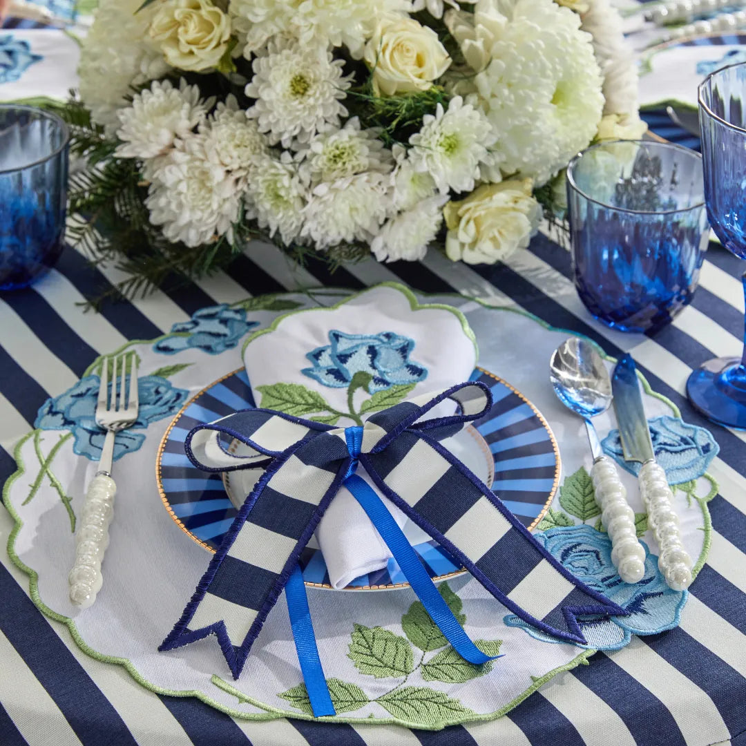 STRIPED NAPKIN RING NAVY (SET OF 4)
