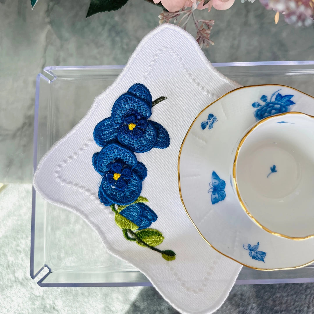 ORCHID COCKTAIL NAPKINS NAVY (SET OF 4)