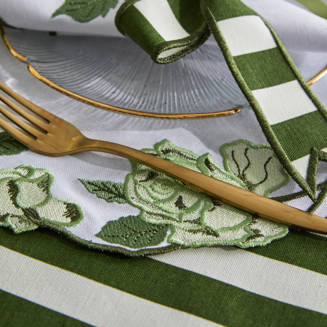 STRIPED NAPKIN RING GREEN (SET OF 4)
