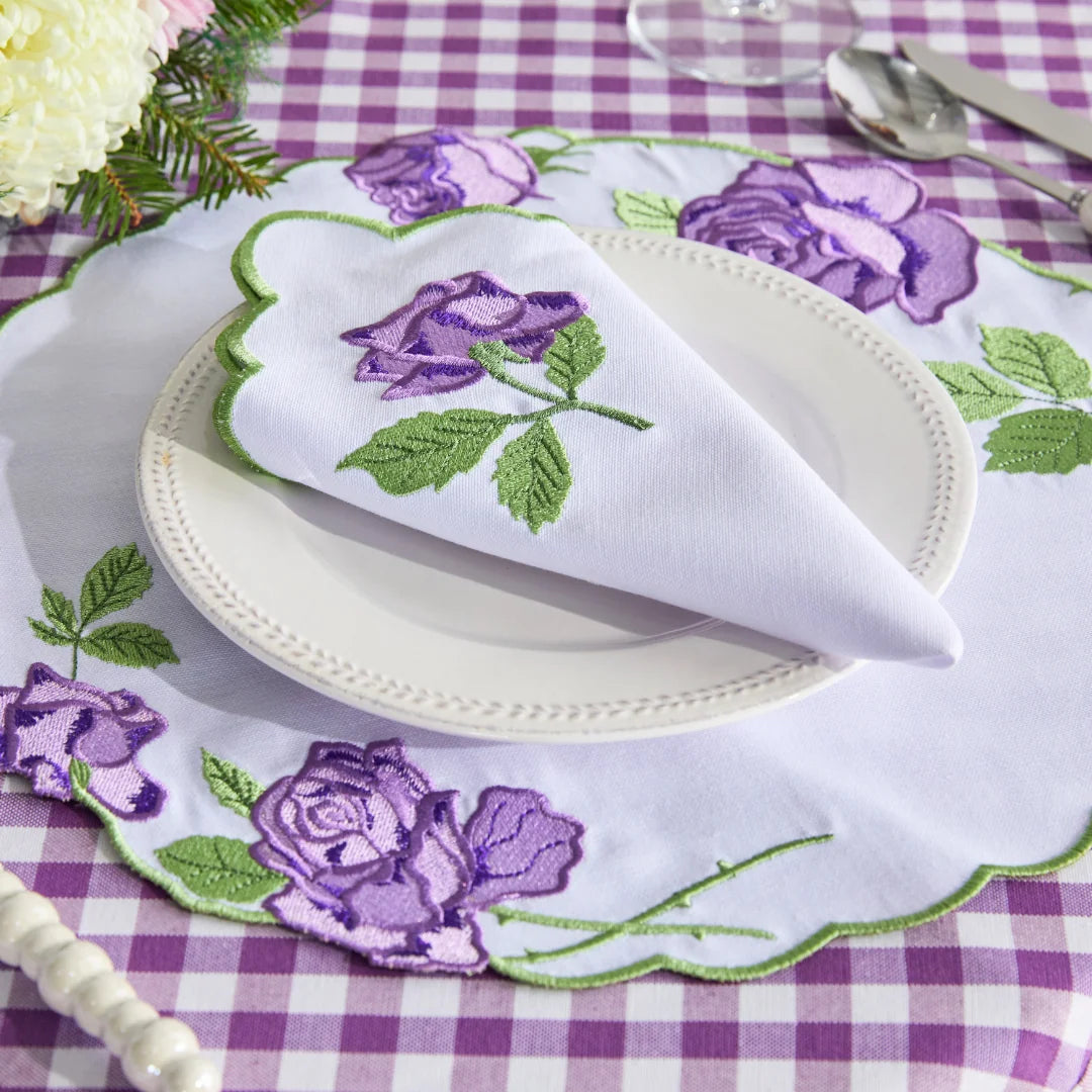 STRIPED NAPKIN RING PURPLE (SET OF 4)