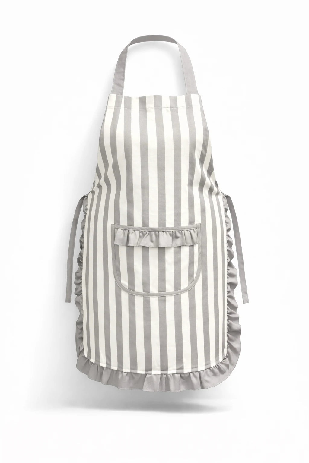 STRIPED KITCHEN APRON GRAY