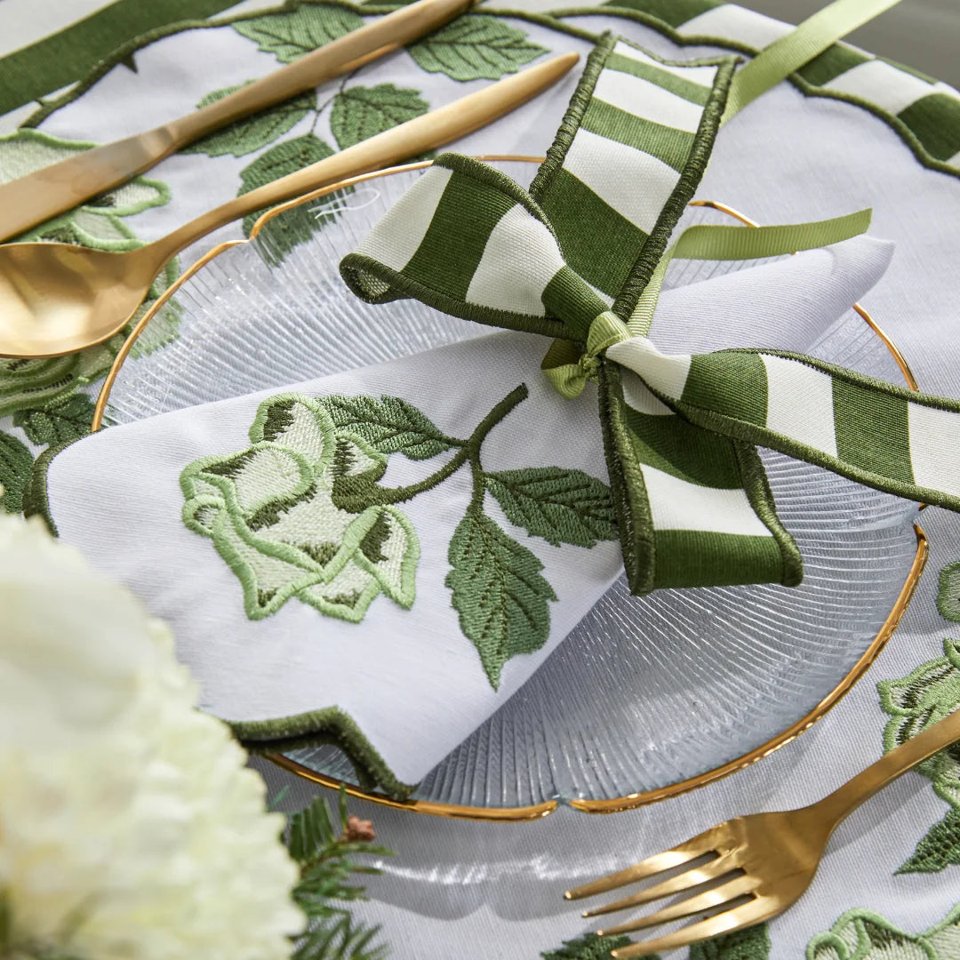 STRIPED NAPKIN RING GREEN (SET OF 4)