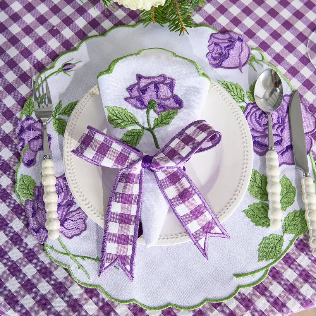 STRIPED NAPKIN RING PURPLE (SET OF 4)