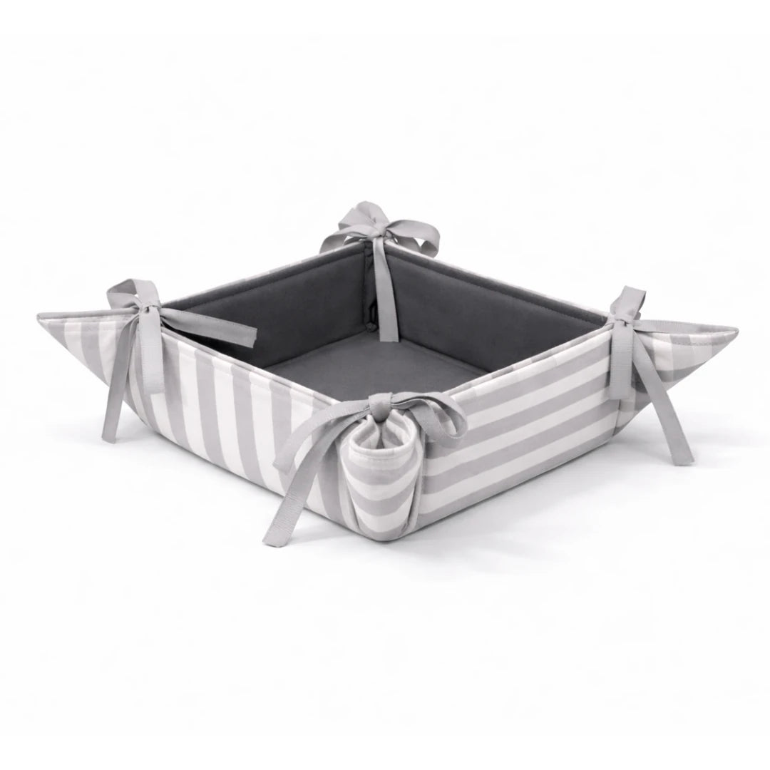 STRIPED BREAD BASKET GRAY