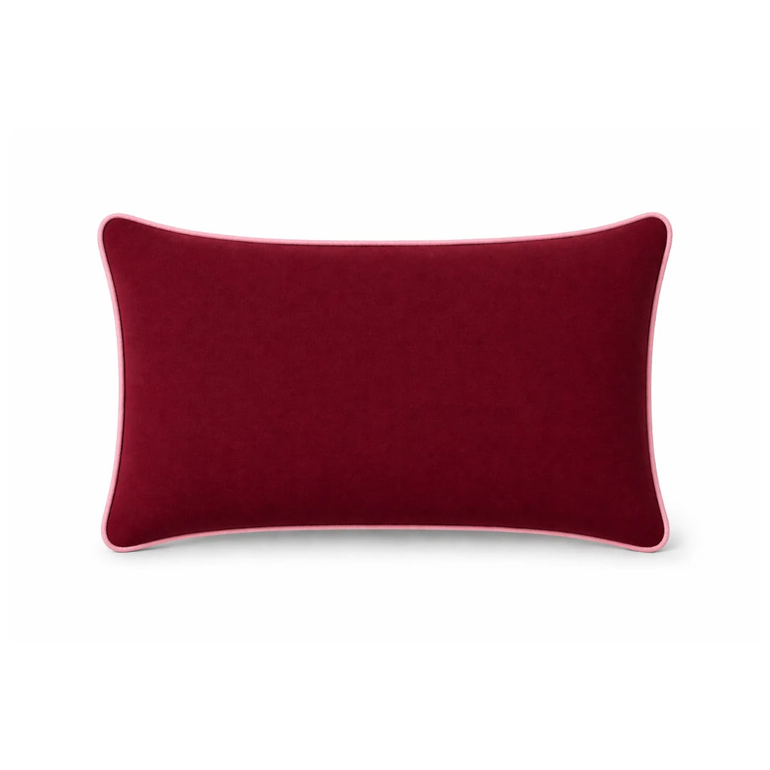 Burgundy Cushion Cover with Pink Piping