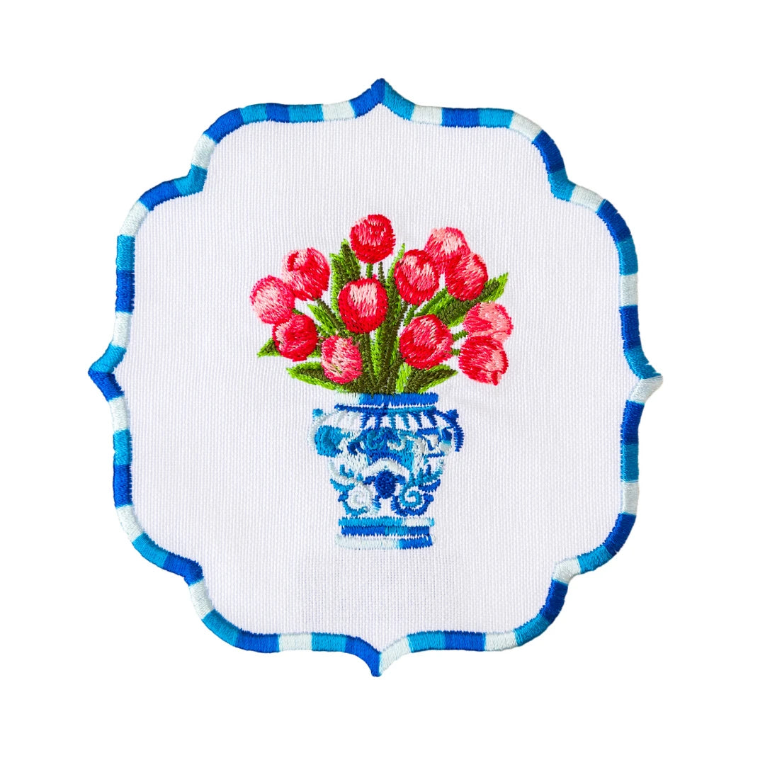 TULIP COCKTAIL NAPKINS RED (SET OF 4)