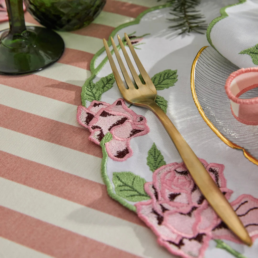 STRIPED NAPKIN RING PINK (SET OF 4)