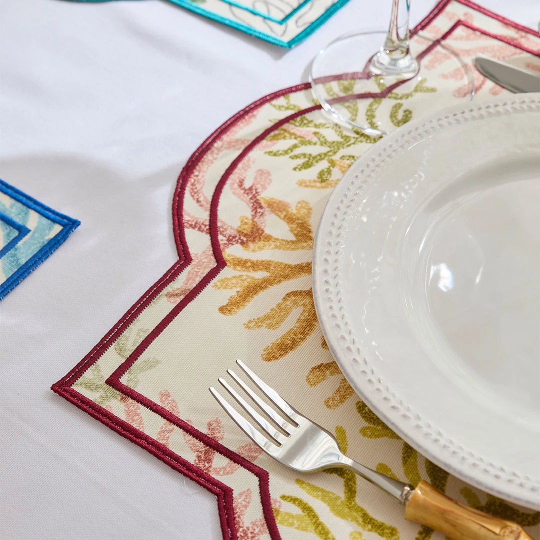 CORAL PLACEMATS BURGUNDY (SET OF 4)