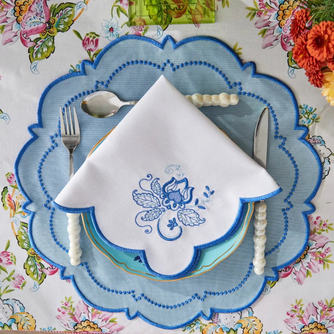MIXED-COLOR BLOOM NAPKINS LIGHT BLUE (SET OF 4)