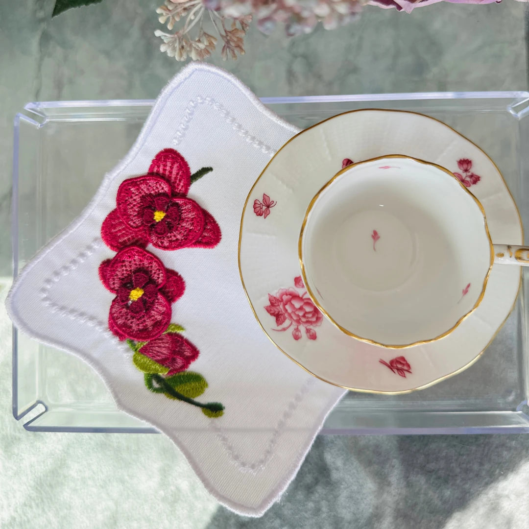 ORCHID COCKTAIL NAPKINS BURGUNDY (SET OF 4)