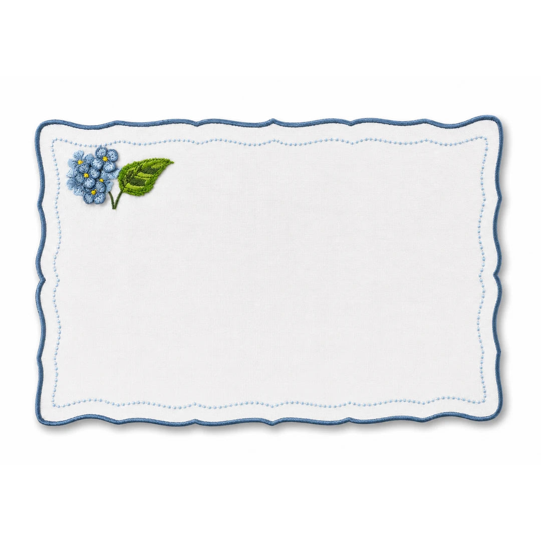 3D EMBROIDERED HYDRANGEA PLACEMATS BLUE (SET OF 4)