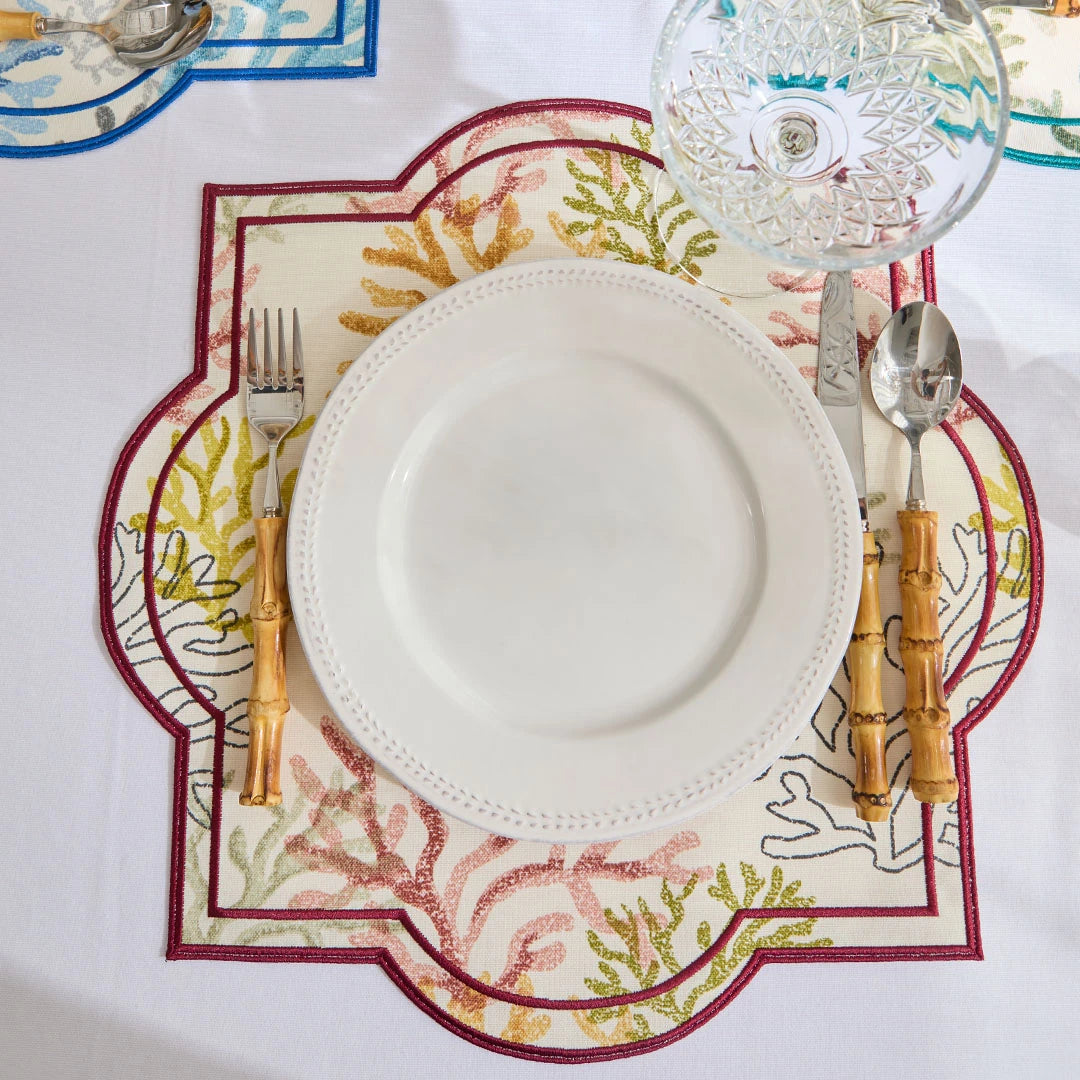 CORAL PLACEMATS BURGUNDY (SET OF 4)