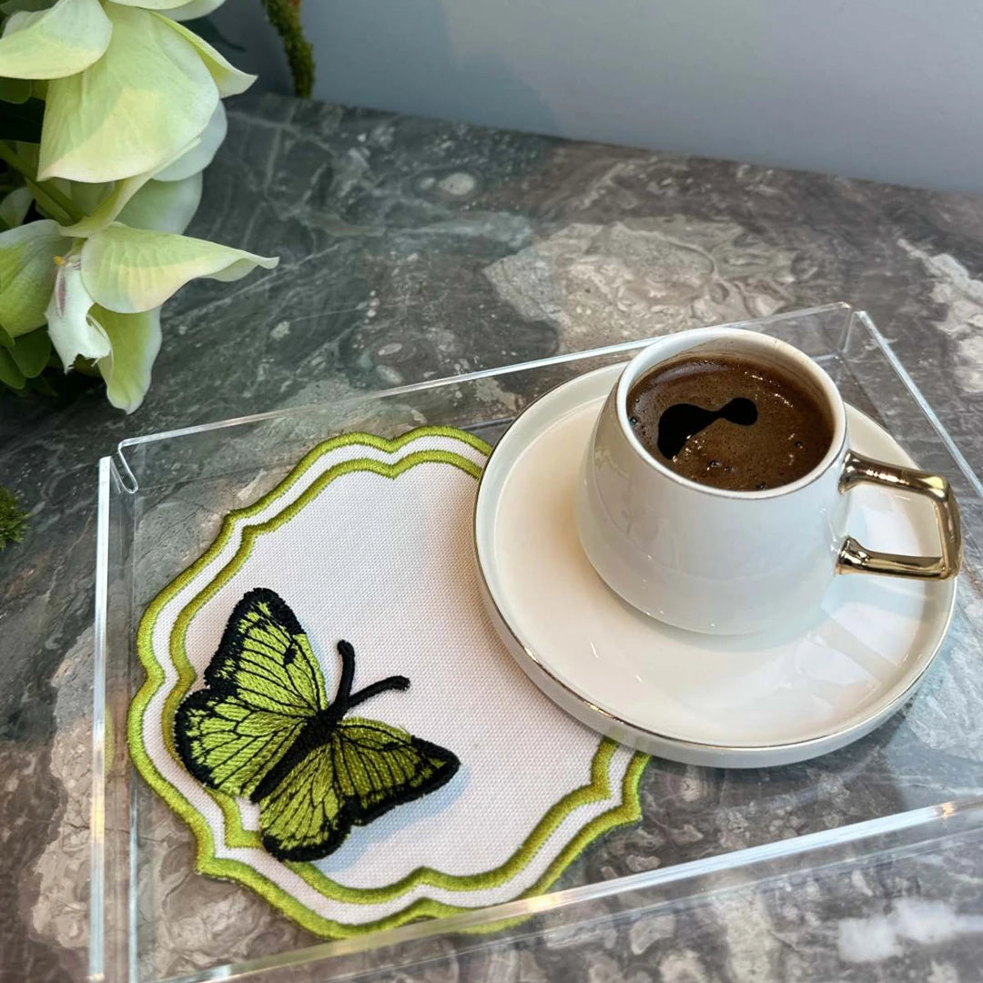 DOUBLE-ROW BUTTERFLY COCKTAIL NAPKINS GREEN (SET OF 4)