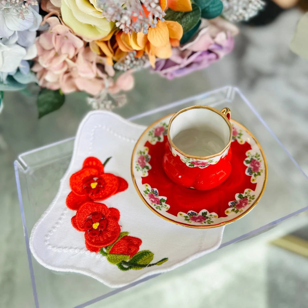ORCHID COCKTAIL NAPKINS RED (SET OF 4)