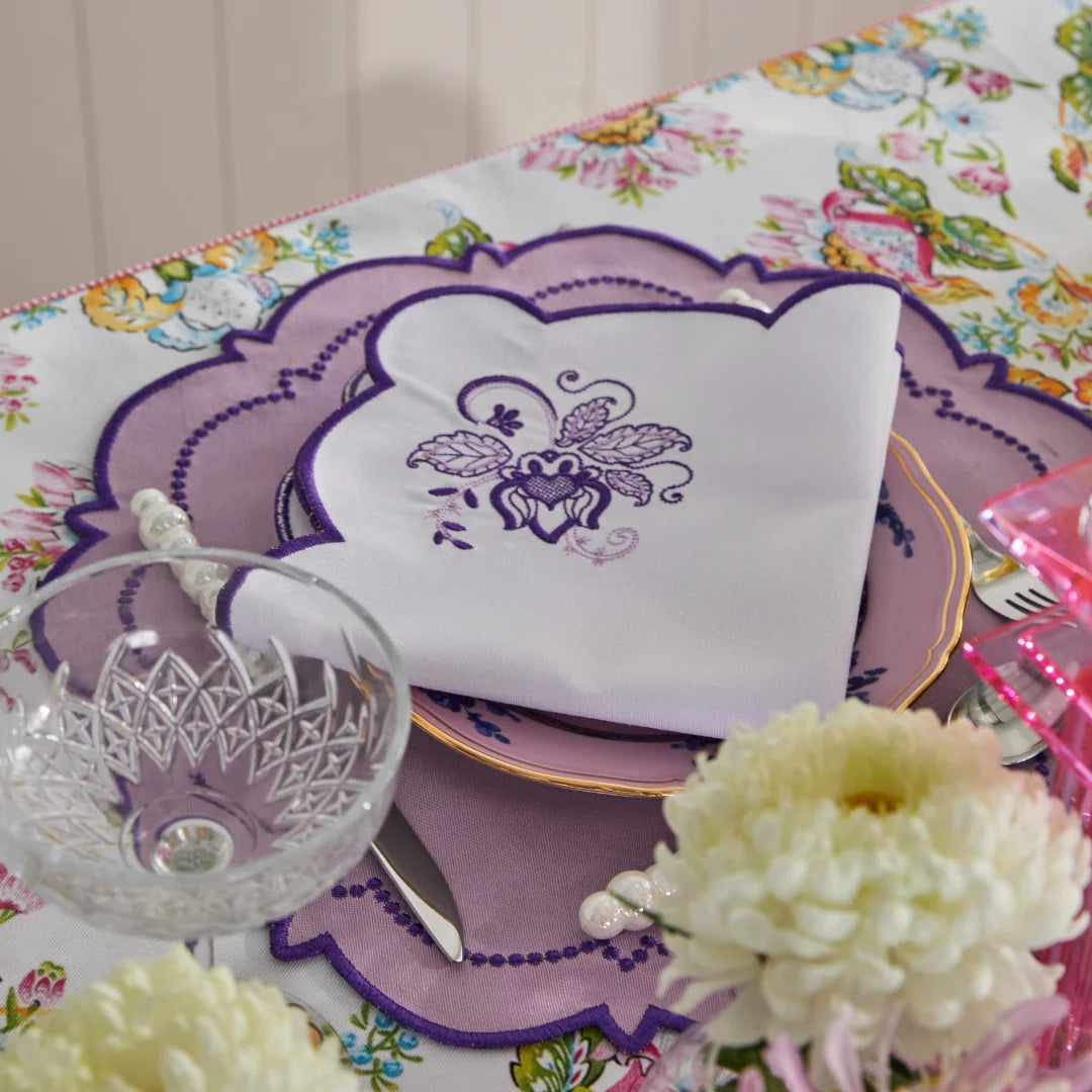 MIXED-COLOR BLOOM NAPKINS LILAC (SET OF 4)