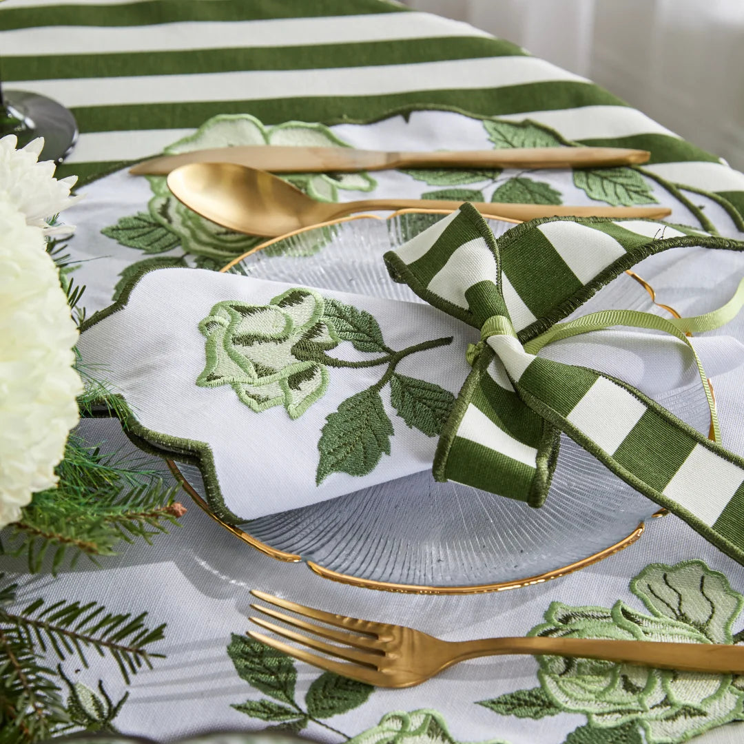 STRIPED NAPKIN RING GREEN (SET OF 4)