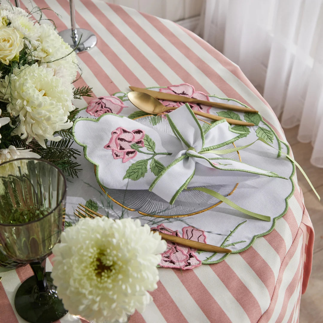 VINTAGE ROSE NAPKIN RING PINK (SET OF 4)