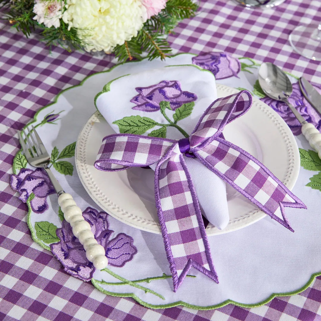 STRIPED NAPKIN RING PURPLE (SET OF 4)