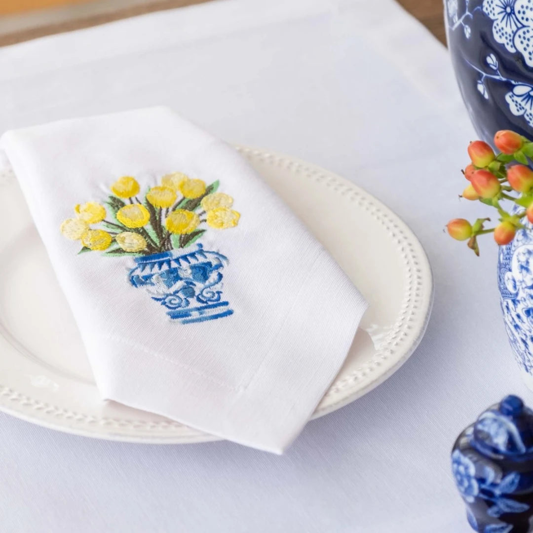TULIP DINNER NAPKIN YELLOW (SET OF 4)
